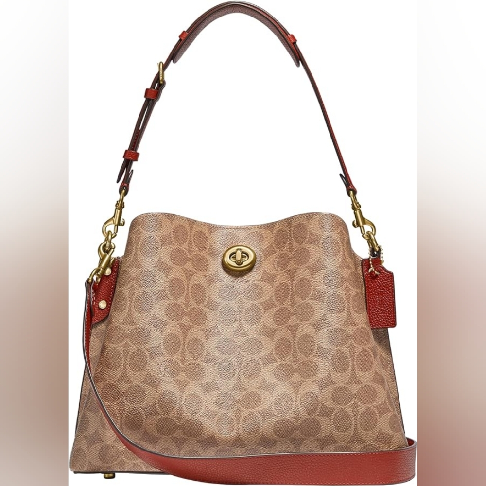 Coach Womens Polished Pebble Leather Willow Shoulder Bag